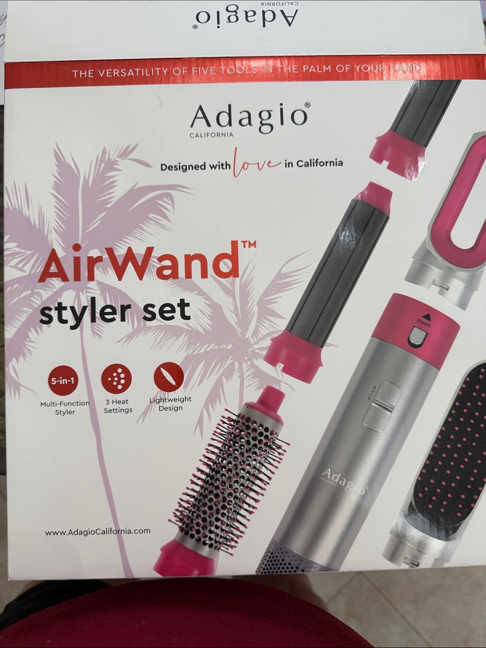 Adagio AirWand Styler Set — Pink Multi-Function Hair Tool